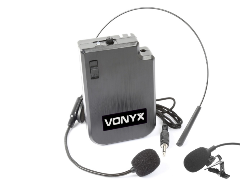 Vonyx VPS10BP -- Transmisor petaca con micro de cabeza UHF