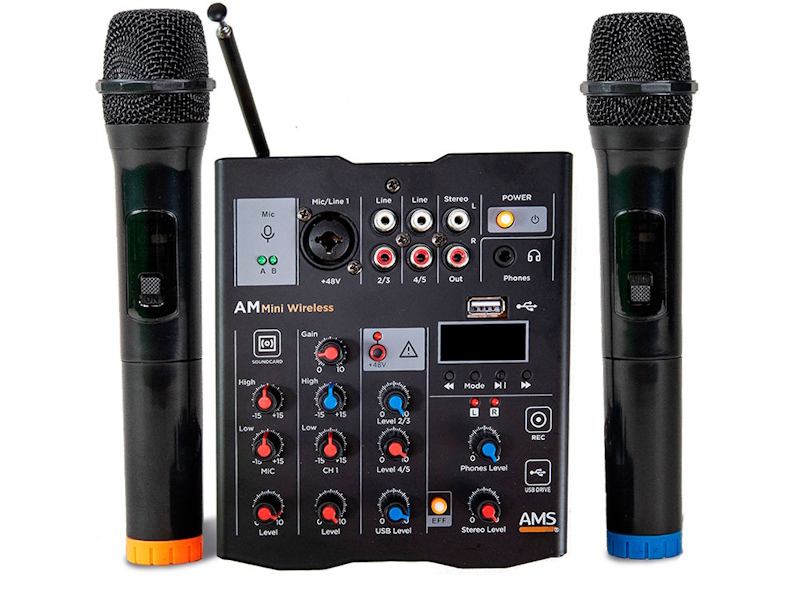  AMS MINI WIRELESS. Mezclador con 2 mic inalambricos.