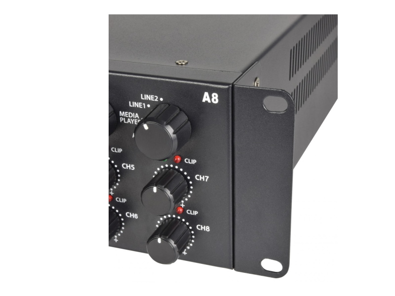 Adastra A8 Amplificador multicanal profesional 8 x 200W RMS. USB/SD.FM.MP3. Bluetooth