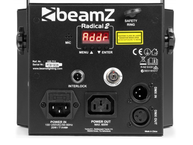 BeamZ Radical II Derby LED con laser RG y strobo. DMX