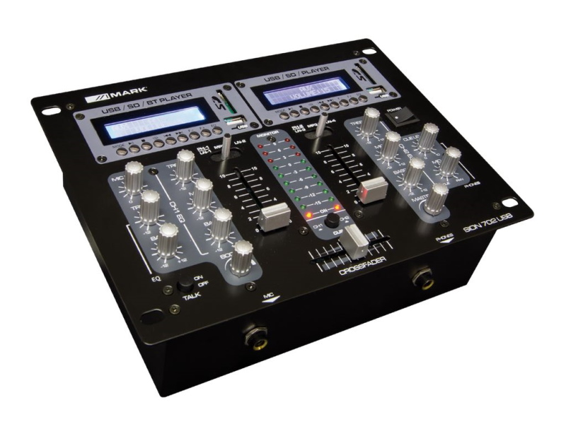Mark Sion 702 USB -- Mezclador DJ. Reproductor USB/SDT  BT doble. 