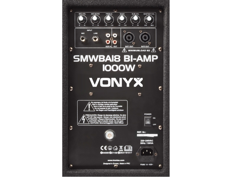 Vonyx SMWBA15-- Subwoofer Bi-AMP 15pulgadas 600W  