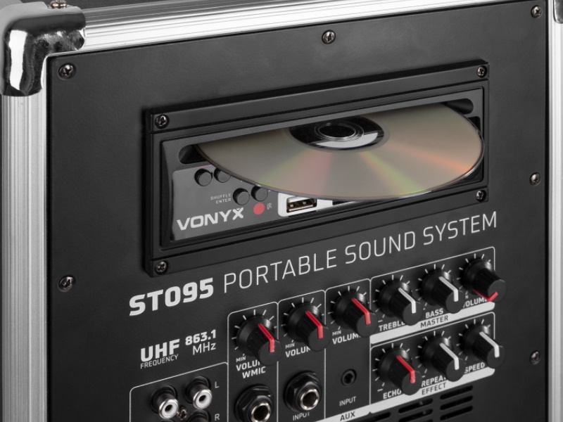 Vonyx ST095 Sistema portÃ¡til de sonido 8" CD/UHF/MP3, bluetooth
