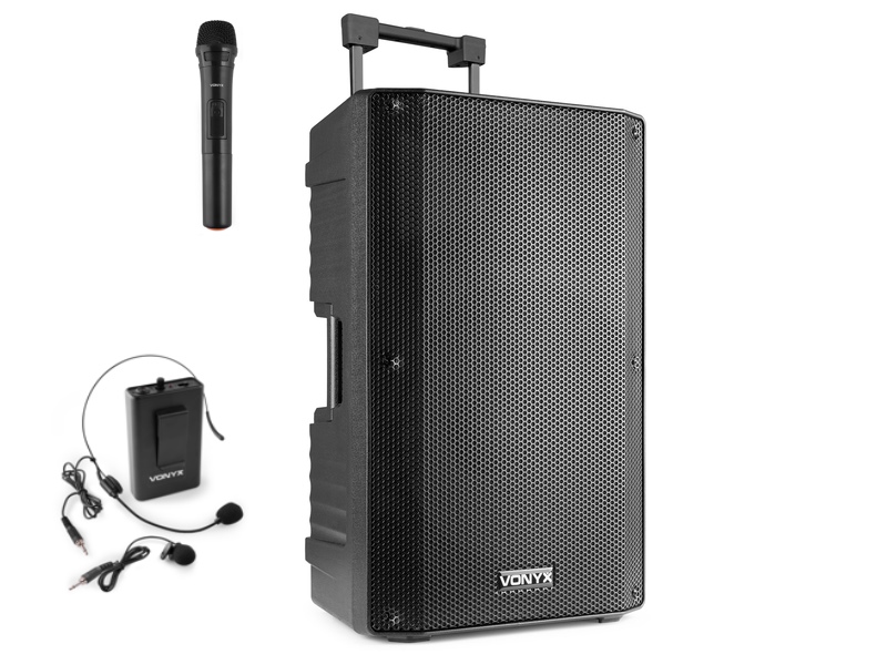 Vonyx ST100 Portable PA System with CD, Bluetooth + Wireless Mics